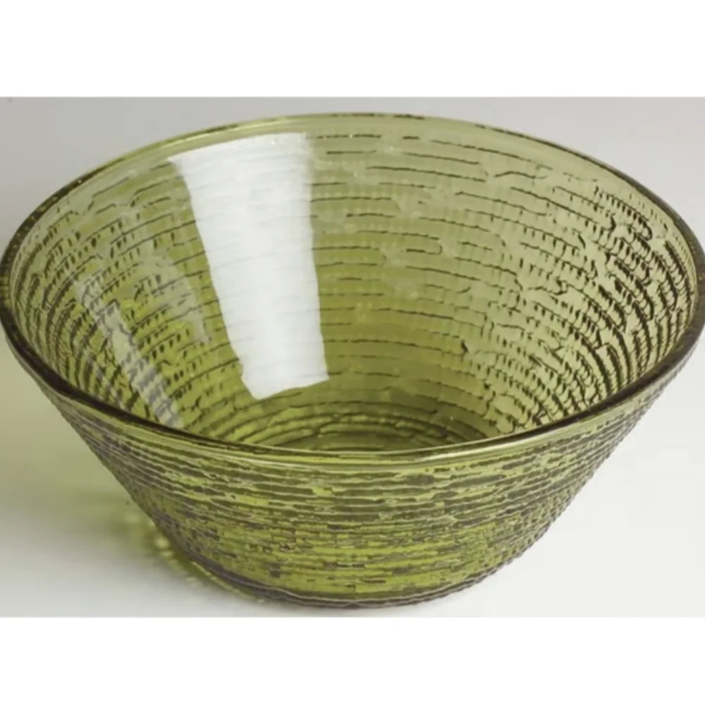 VTG MCM Anchor Hocking Soreno Avocado Green Med Glass Serving Bowl 8.5